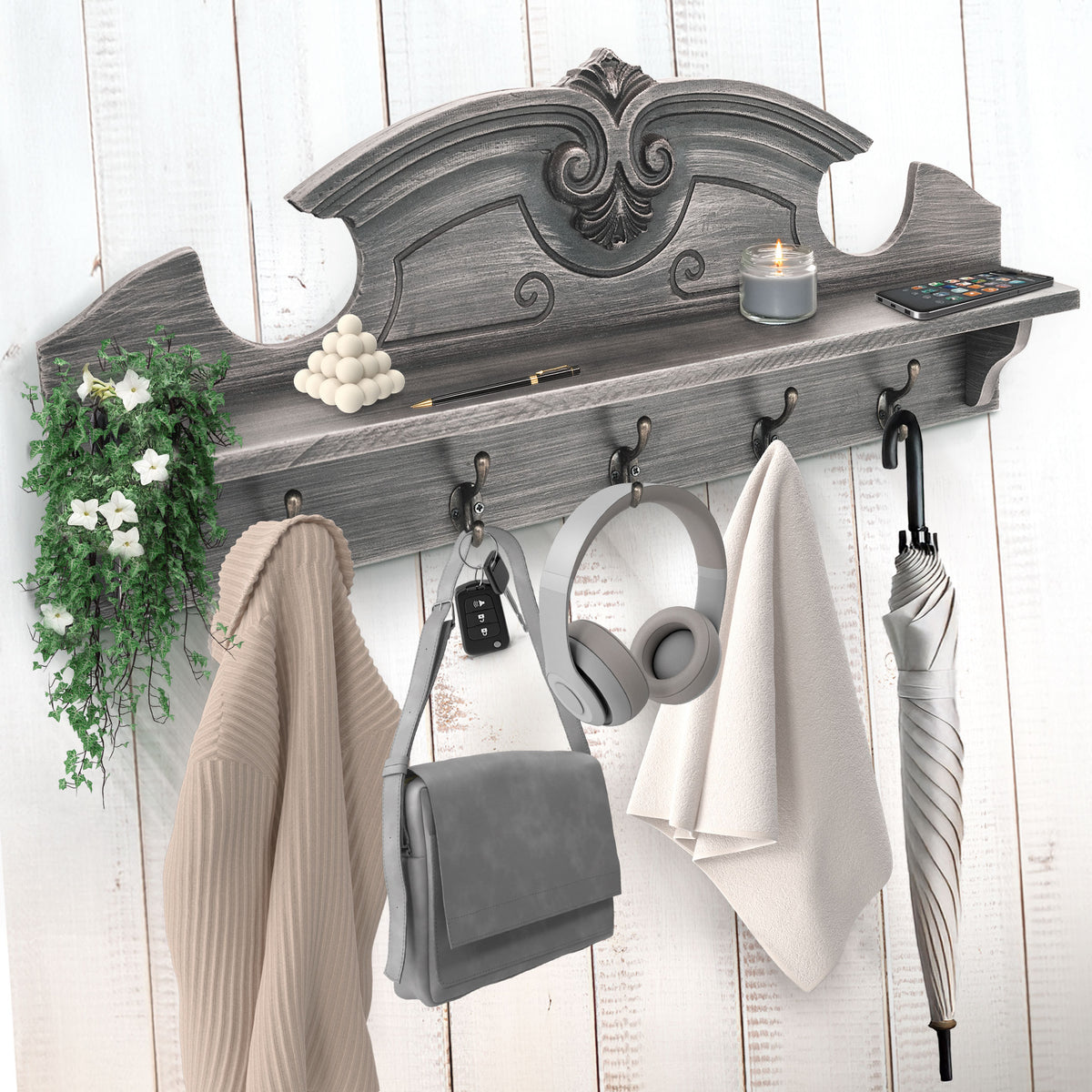 Coat Rack Purse Hook For Wall Charcoal