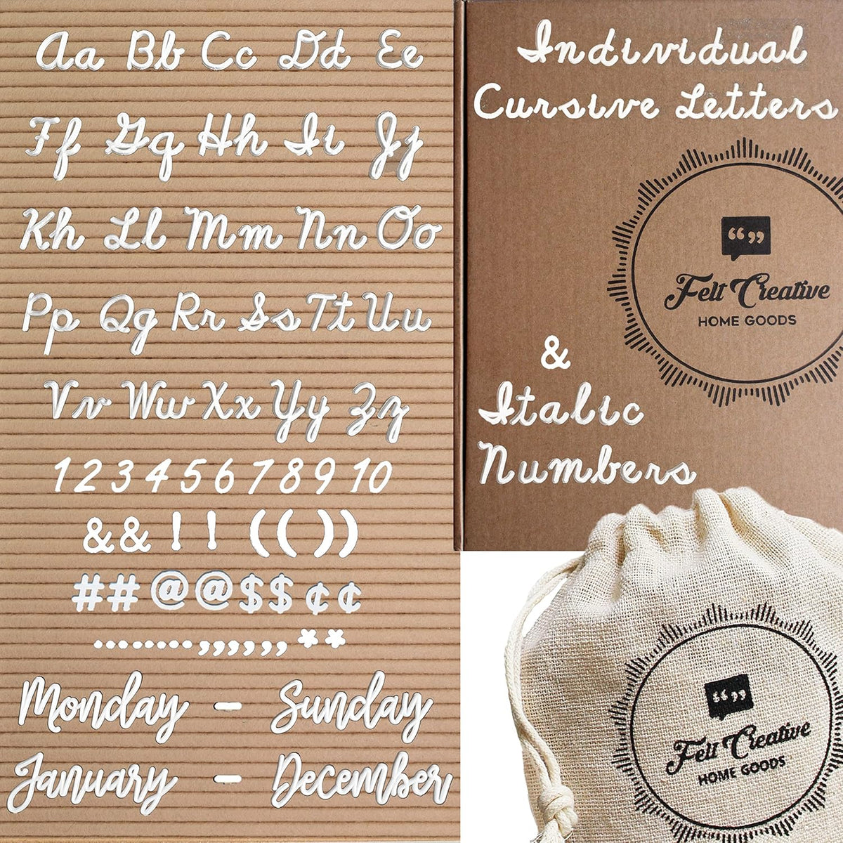 Extra Cursive Letters and Word Bundle Set – Felt Creative Home Goods