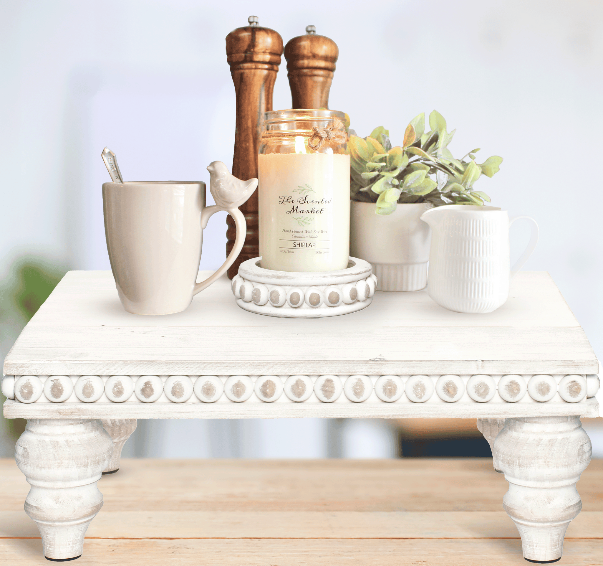 Farmhouse Wood Tray Risers For Display, Wooden Decorative Tray For