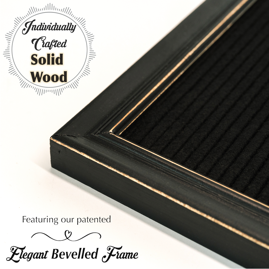 10"  Black Rustic Frame Gothic Black Feltboard Ultimate Bundle