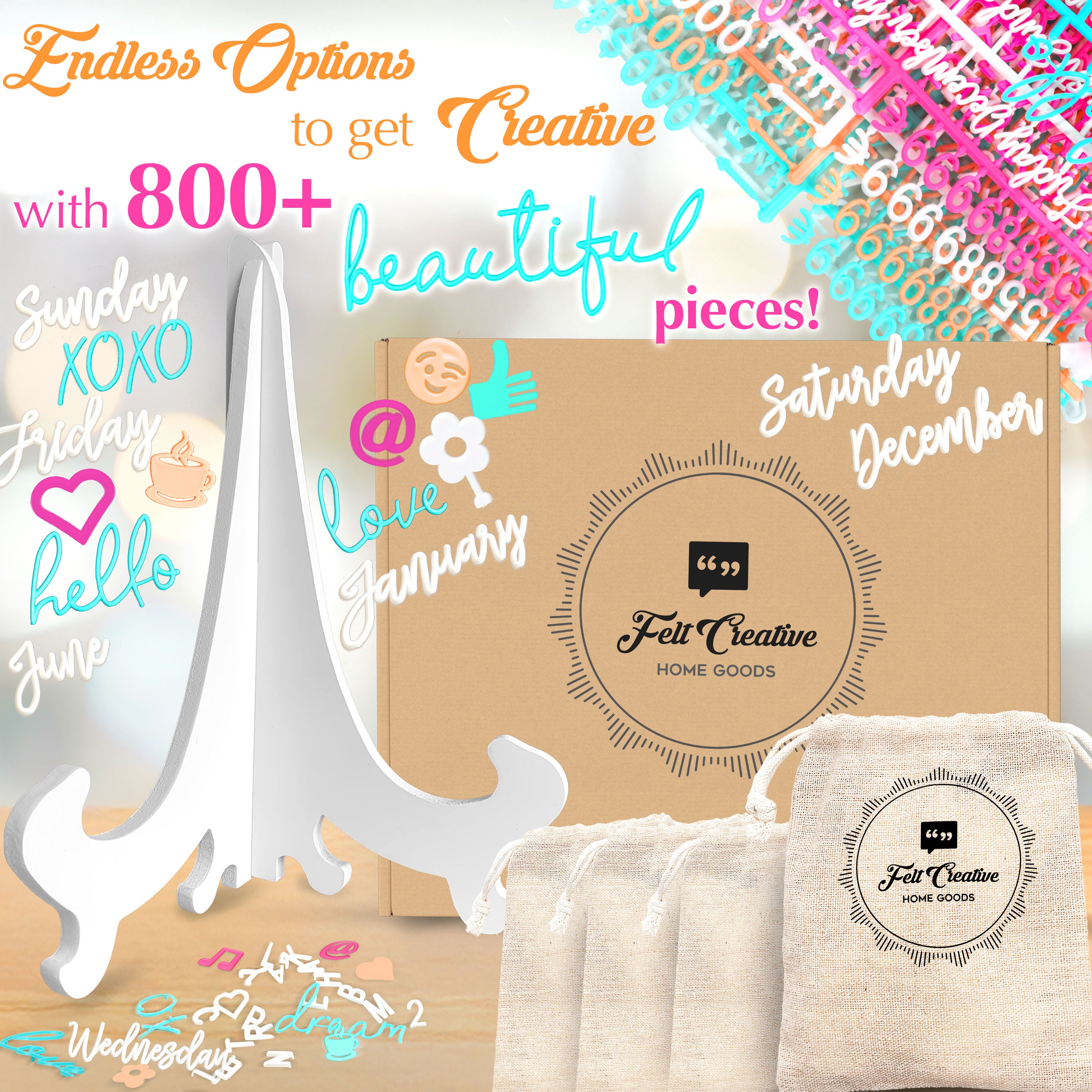 12x16"  White Rustic Frame Gray Feltboard Ultimate Bundle